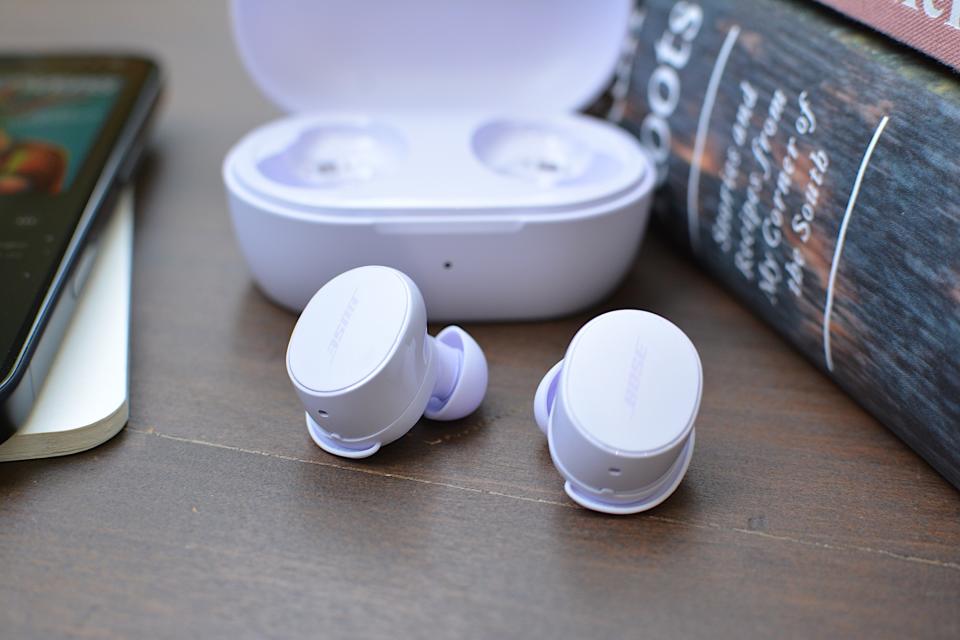 <p>The outside of the earbuds has a touch panel for onboard controls.</p>
