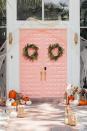 <p>We adore everything about this blush-colored entryway display. But our favorite part is probably the unicorn skeleton in the corner. </p><p><em><a href="https://sugarandcloth.com/halloween-door-decor-3-not-so-spooky-front-door-decor-ideas/" rel="nofollow noopener" target="_blank" data-ylk="slk:Get the tutorial at Sugar & Cloth »;elm:context_link;itc:0;sec:content-canvas" class="link ">Get the tutorial at Sugar & Cloth »</a></em></p>