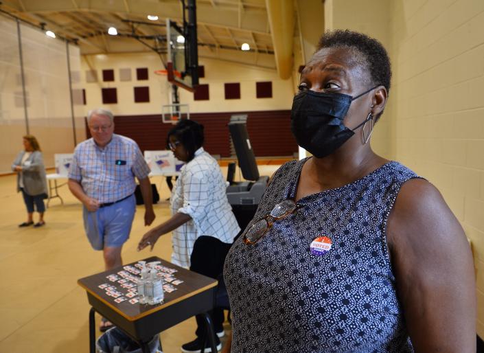 On Aug. 11, 2022 residents of District 4 voted on whether or not to build a new Woodruff High School. Debra Westfield  came to cast her vote.