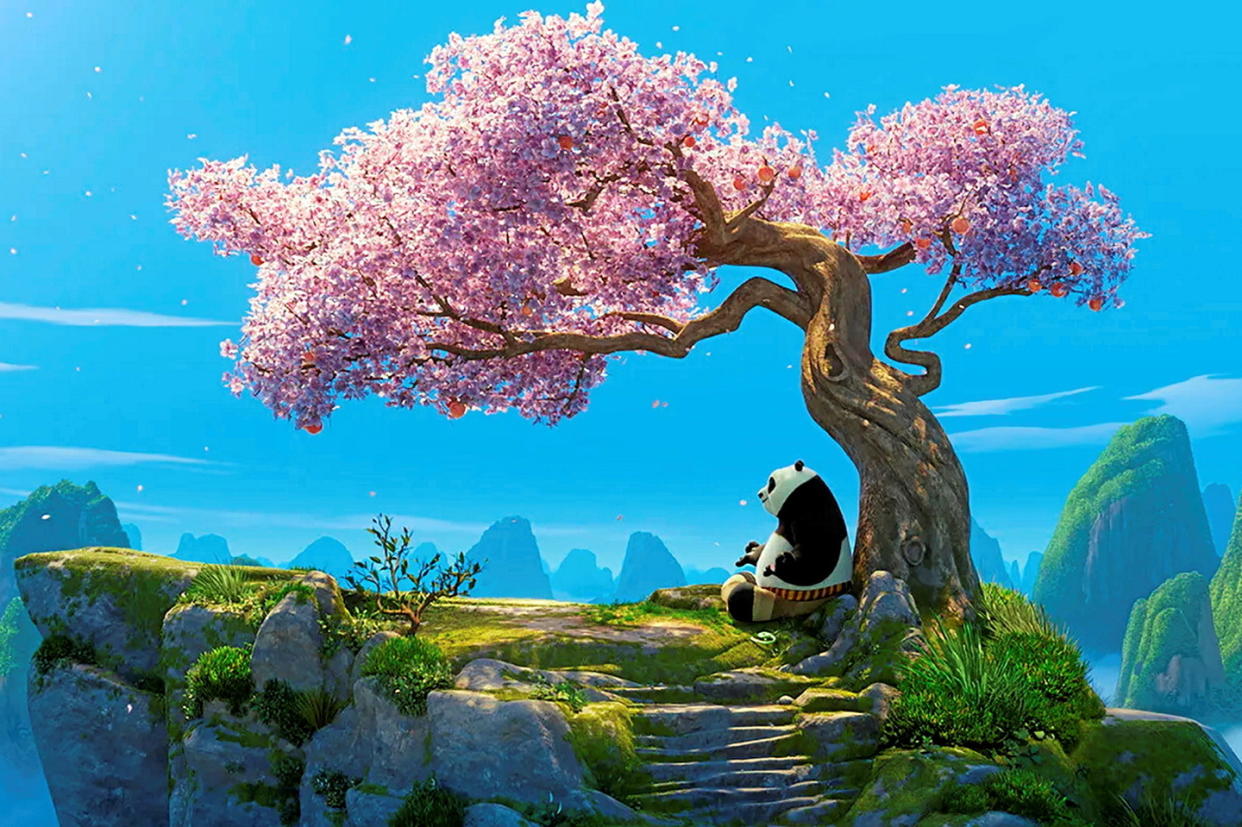 Manu Payet prête sa voix pour jouer le panda géant, Po, dans Kung Fu Panda 4. Le film sera en salle le 27 mars 2024.   - Credit:DreamWorks Animation