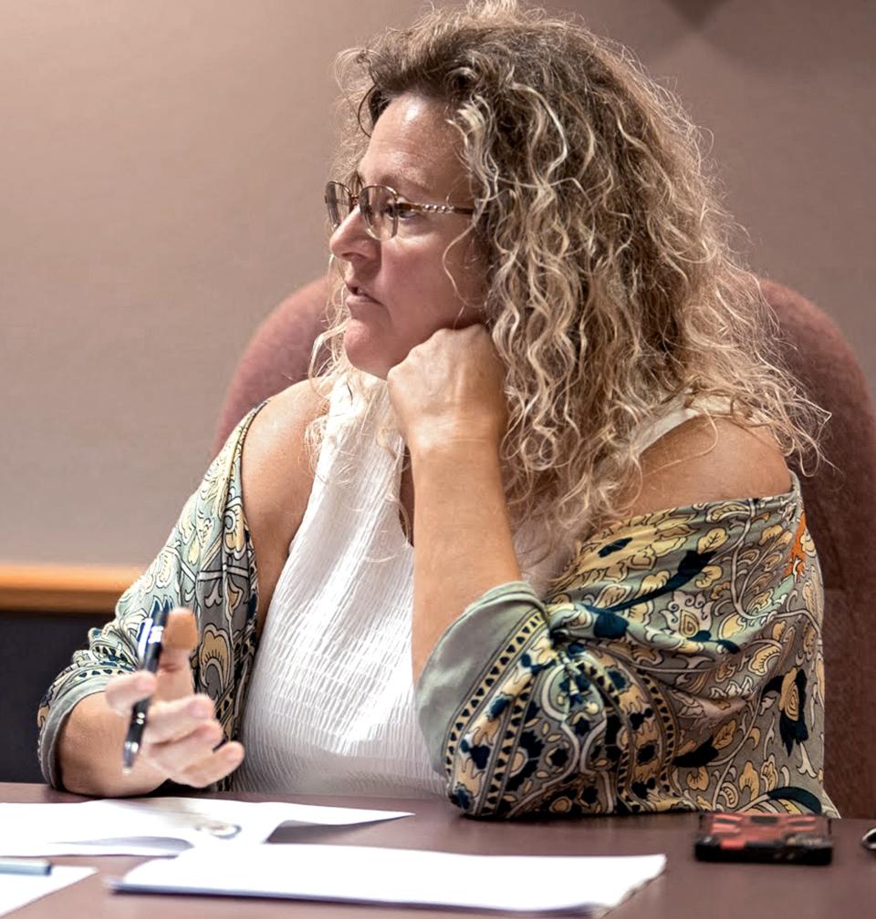 Pottawatomie County jail Director Breonna Rochelle Thompson speaks Aug. 23 to the board of trustees who oversee the jail, at a public meeting.