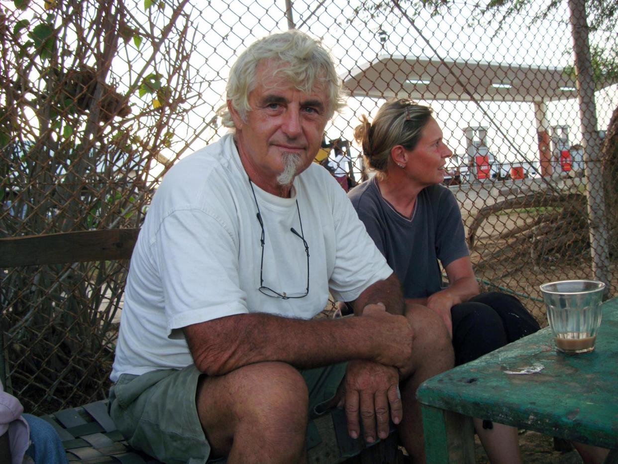 Jurgen Kantner, who authorities say has been murdered, pictured in 2009 with his wife, Sabine Merz, who herself was killed during the kidnapping last November: AFP