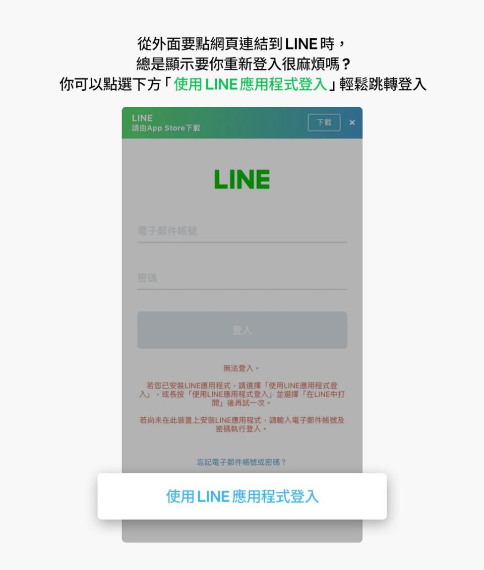 LINE分享從外部網頁連接到LINE的快速登入技巧。（圖／翻攝自LINE官方部落格）