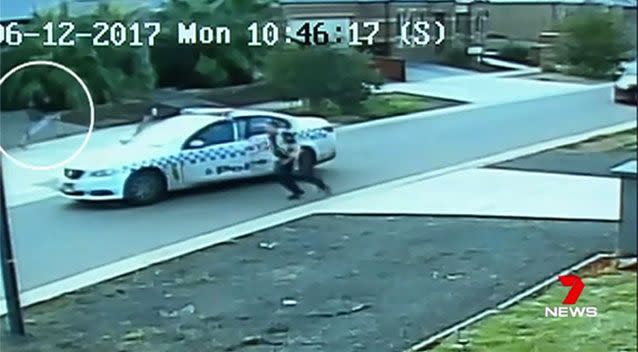 Police chased down a gang of youths seen running through backyards and vacant lots. Picture: 7 News