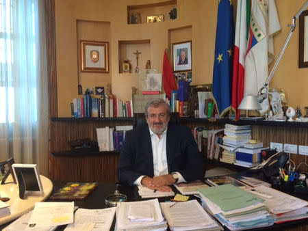 Governor of Puglia Michele Emiliano poses in his office in Bari, Italy September 22, 2016. Picture taken September 22, 2016. To match Insight ITALY-ENERGY/TREES REUTERS/Giancarlo Navach