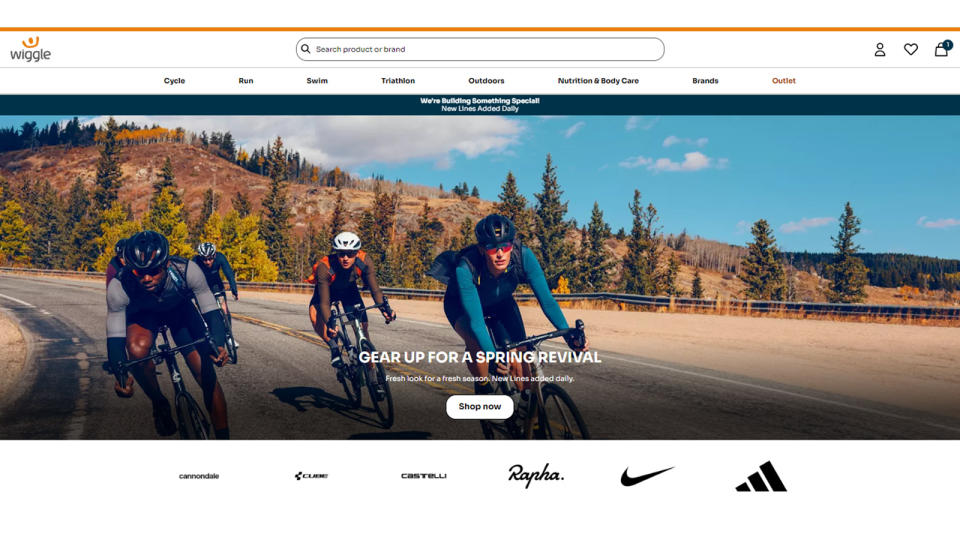  Wiggle home page. 