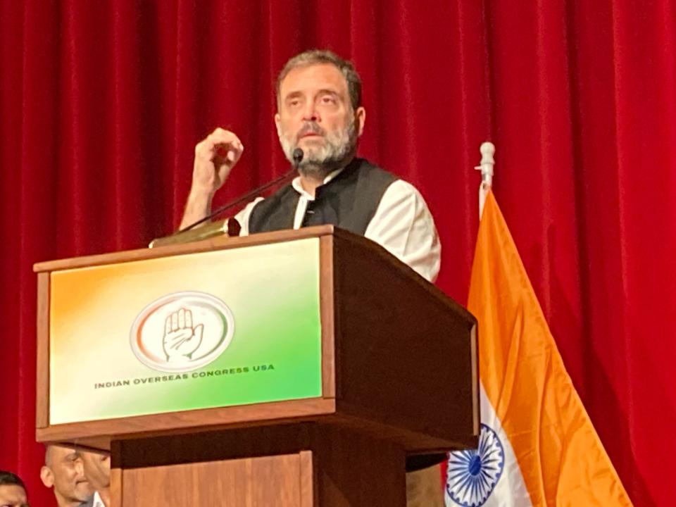 Rahul Gandhi, Indian political scion and de-facto opposition leader to Prime Minister Narendra Modi's hardline Hindu party, addressed a packed audience of expatriate Indians from New Jersey and New York at Manhattan's Javits Center this week.