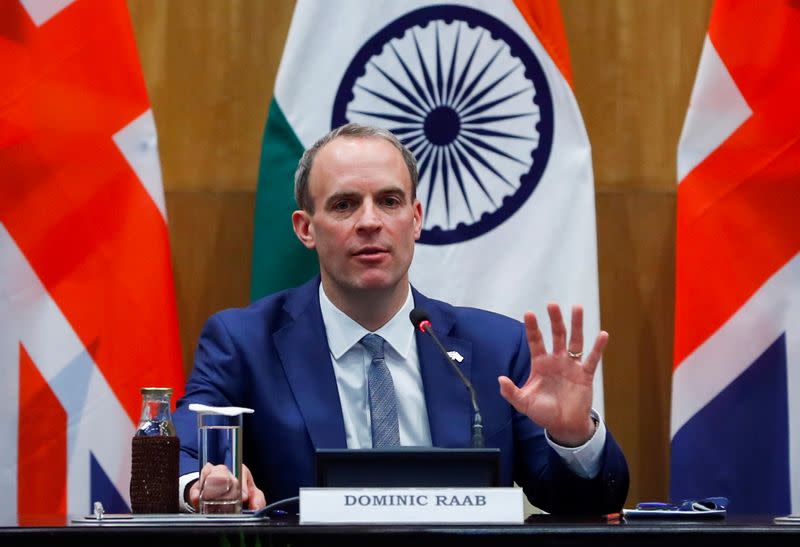 Britain's Foreign Secretary Raab and his Indian counterpart Jaishankar hold news conference in New Delhi