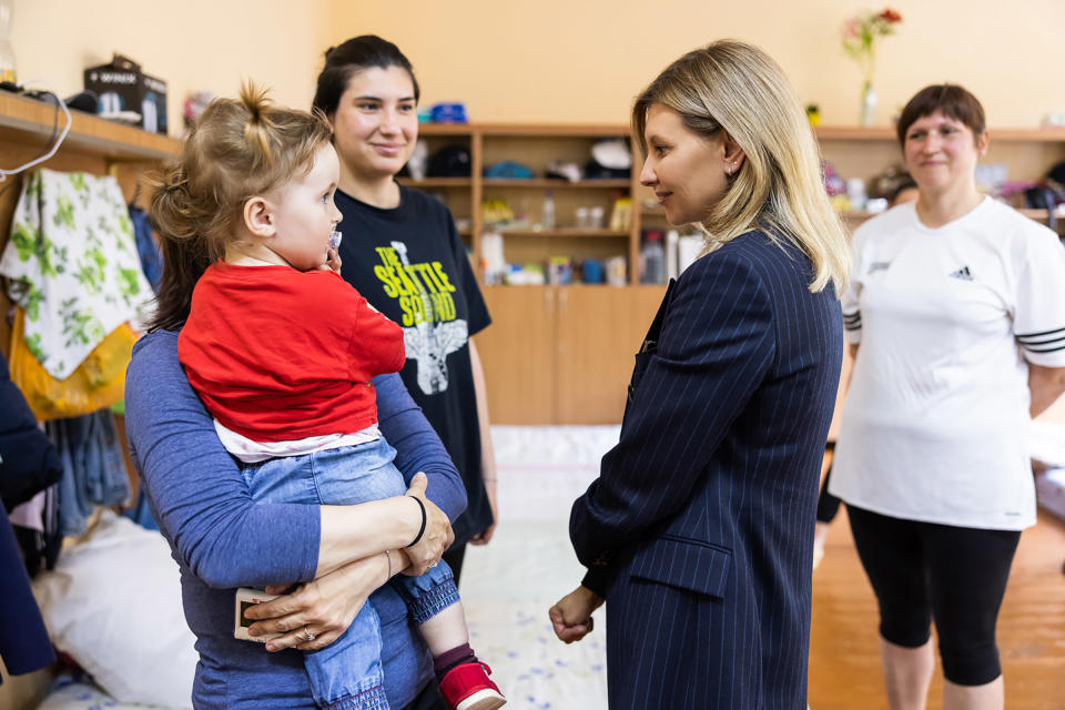 Zelenska visits families displaced by the Russian invasion in May<span class="copyright">Eyepress/Reuters</span>