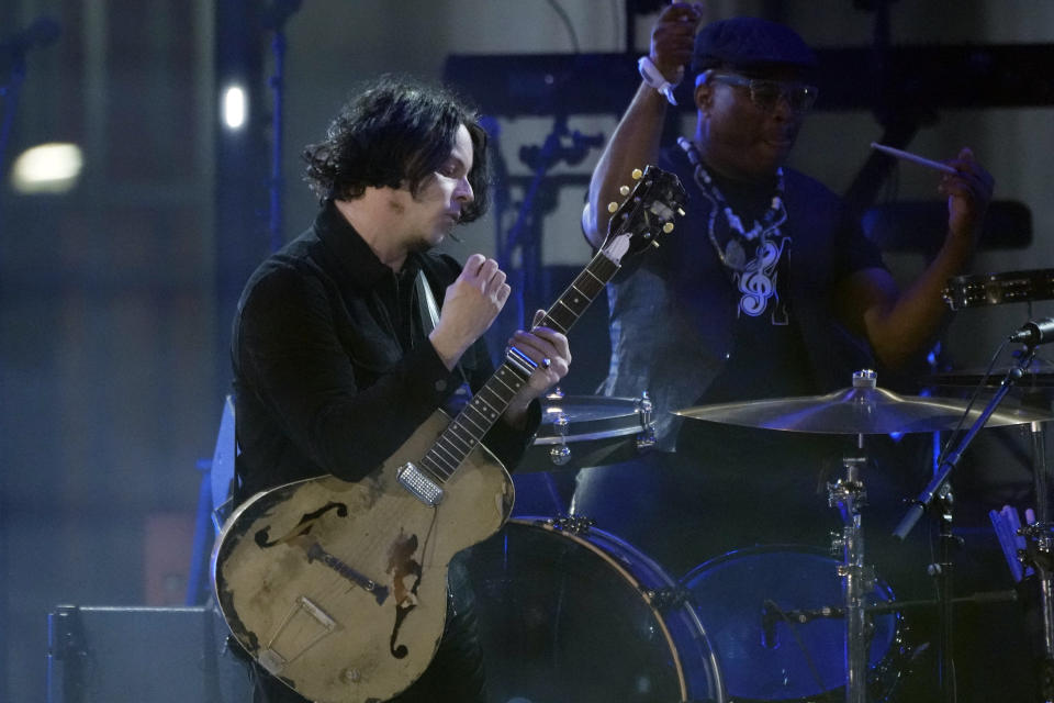 Jack White performs during "Live From Detroit: The Concert at Michigan Central" on Thursday, June 6, 2024, in Detroit. (AP Photo/Carlos Osorio)