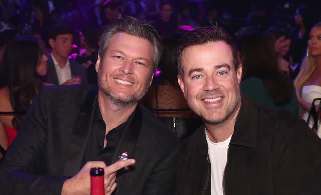 <p>Christopher Polk/E! Entertainment/NBCU Photo Bank/NBCUniversal via Getty</p> Blake Shelton and Carson Daly