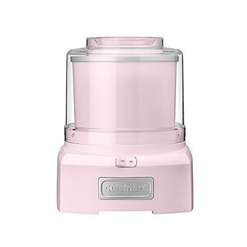 <p><strong>Cuisinart</strong></p><p>amazon.com</p><p><strong>$69.95</strong></p><p><a href="https://www.amazon.com/dp/B01CUT54SG?tag=syn-yahoo-20&ascsubtag=%5Bartid%7C10050.g.23480472%5Bsrc%7Cyahoo-us" rel="nofollow noopener" target="_blank" data-ylk="slk:Shop Now" class="link ">Shop Now</a></p><p>This cute, best-selling ice cream machine boasts over 5,000 glowing reviews.</p>