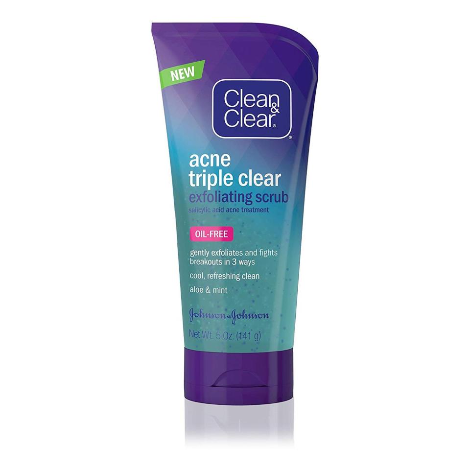 <p>Acne starts with blocked pores, so the key to nipping acne in the bud is clearing away dirt, oil, and dead skin cells that can stop up your follicles. This version uses salicylic acid to gently exfoliate without irritating any breakouts you might already have.</p><p><strong>Clean & Clear</strong> Acne Triple Clear Exfoliating Facial Scrub, $7, <a href="https://go.redirectingat.com?id=74968X1596630&url=https%3A%2F%2Fwww.target.com%2Fp%2Fclean-clear-acne-triple-clear-exfoliating-facial-scrub-5oz%2F-%2FA-51142141&sref=https%3A%2F%2Fwww.harpersbazaar.com%2Fbeauty%2Fskin-care%2Fg11653081%2Fbest-acne-products%2F" rel="nofollow noopener" target="_blank" data-ylk="slk:target.com;elm:context_link;itc:0;sec:content-canvas" class="link ">target.com</a>. <a class="link " href="https://go.redirectingat.com?id=74968X1596630&url=https%3A%2F%2Fwww.target.com%2Fp%2Fclean-clear-acne-triple-clear-exfoliating-facial-scrub-5oz%2F-%2FA-51142141&sref=https%3A%2F%2Fwww.harpersbazaar.com%2Fbeauty%2Fskin-care%2Fg11653081%2Fbest-acne-products%2F" rel="nofollow noopener" target="_blank" data-ylk="slk:SHOP;elm:context_link;itc:0;sec:content-canvas">SHOP</a></p>