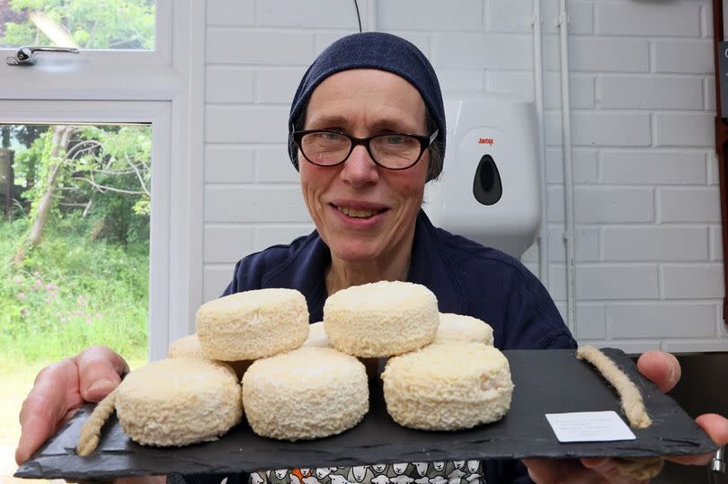 Carrie Rimes, of Cosyn Cymru in Bethesda, makes her ewe's milk products such as these Brefu Bach cheeses by hand