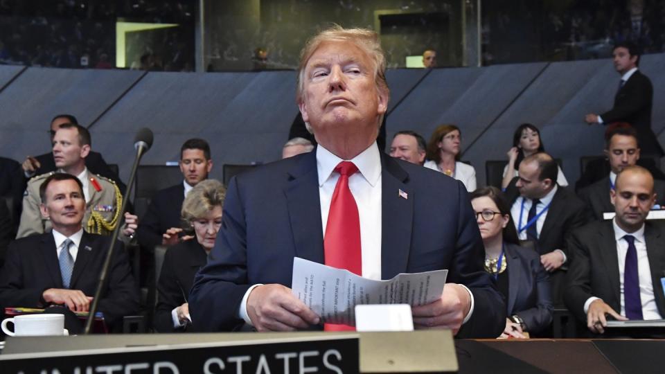 US-Präsident Donald Trump beim jüngsten Nato-Gipfel in Brüssel. Foto: Geert Vanden Wijngaert/AP