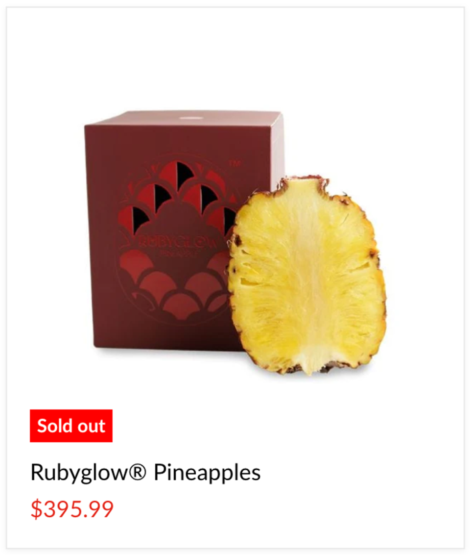 Stocks of the pineapple – described as ‘the pinnacle of luxury fruit’ – have already run out according to Melissa’s website (Melissas.com)