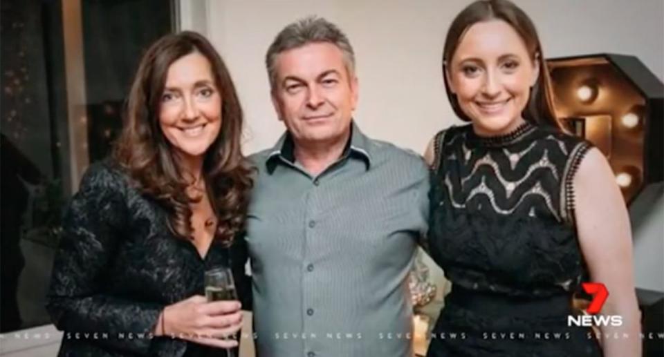 Borce Ristevski (centre) pictured with wife Karen and daughter Sarah. Source: 7 News