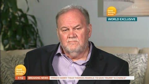 Thomas Markle during an interview with "Good Morning Britain" earlier this year.&nbsp; (Photo: Good Morning Britain)