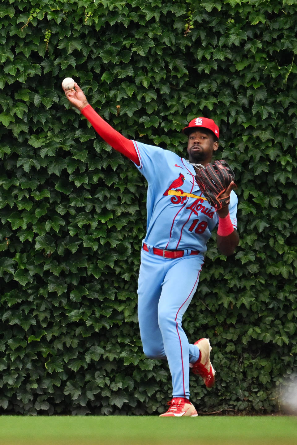 曾在開季創下生涯前11場都敲安的紅雀超級新人Jordan Walker，近日在打擊端也陷入小低潮。（MLB Photo by Jamie Sabau/Getty Images）