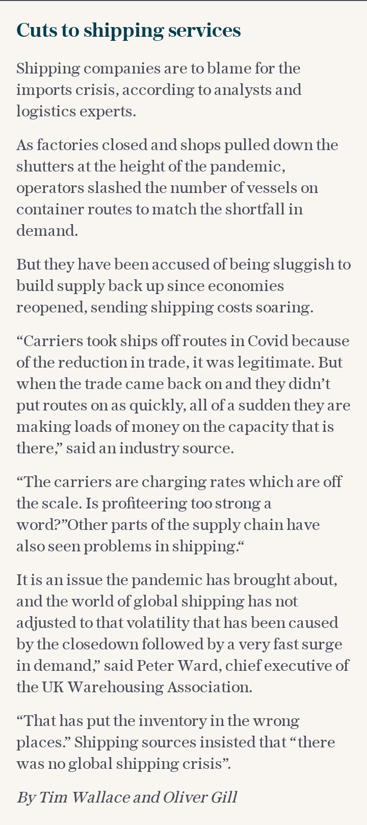 Cuts to shipping services