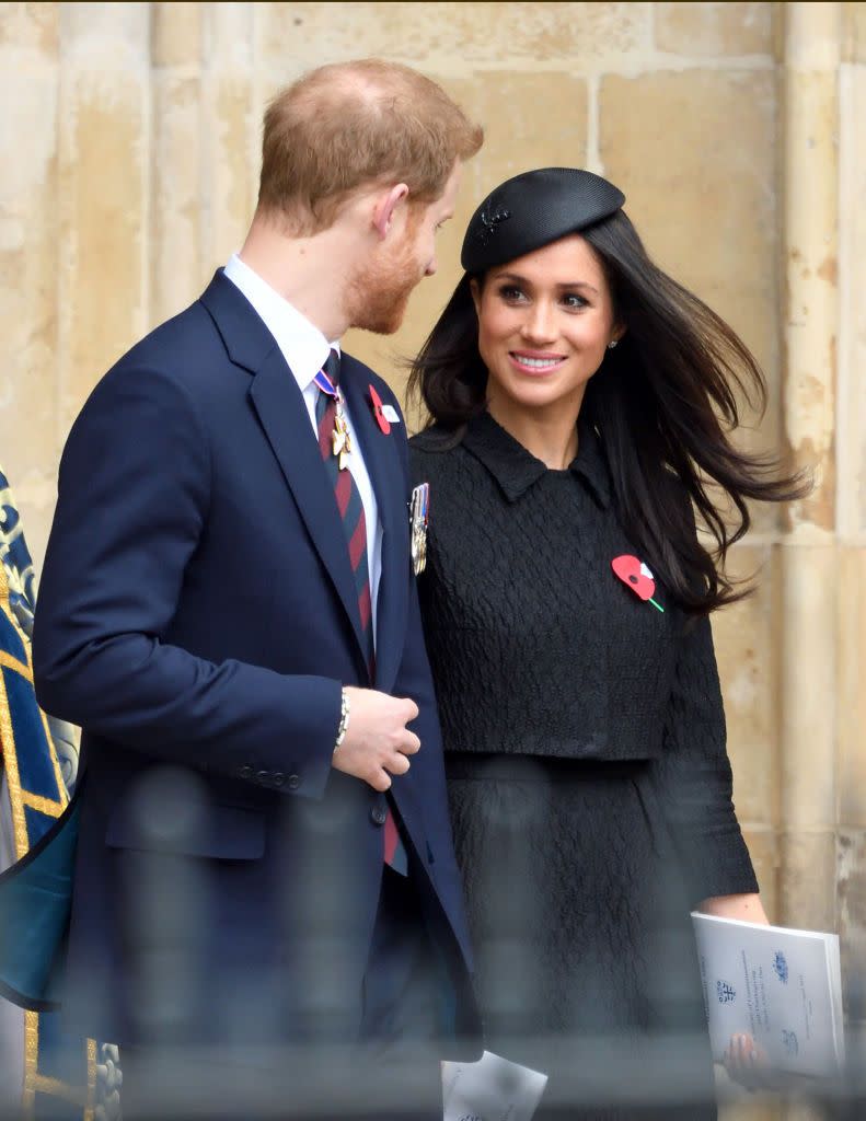 Prince Harry and Meghan Markle attend an Anzac Day service at Westminster Abbey.