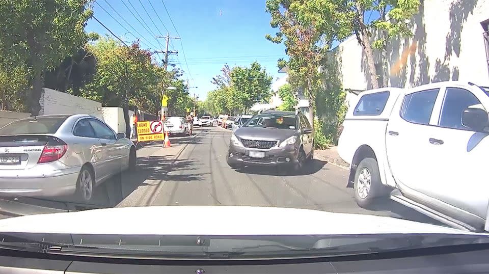 The stand-off eventually came to an end when she returned to her vehicle and pulled over. Source: DashCam Owners Australia