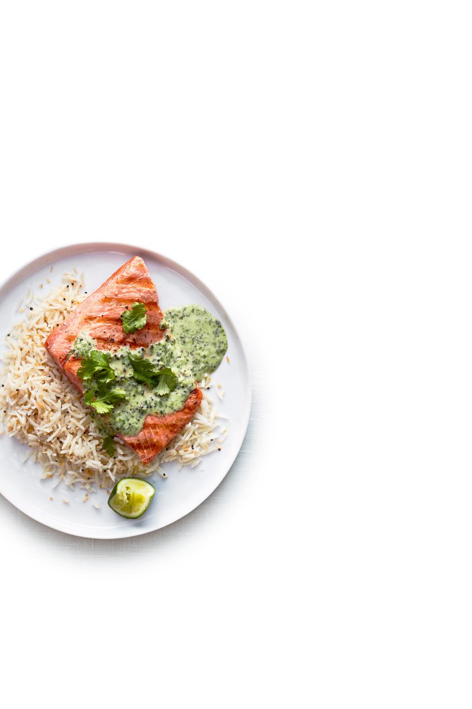 Salmon with Coconut Lime Cilantro Sauce