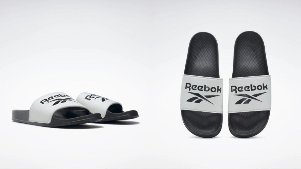 室內室外都能穿的拖鞋，經典LOGO品牌設計簡約有質感。（圖片來源：Reebok）