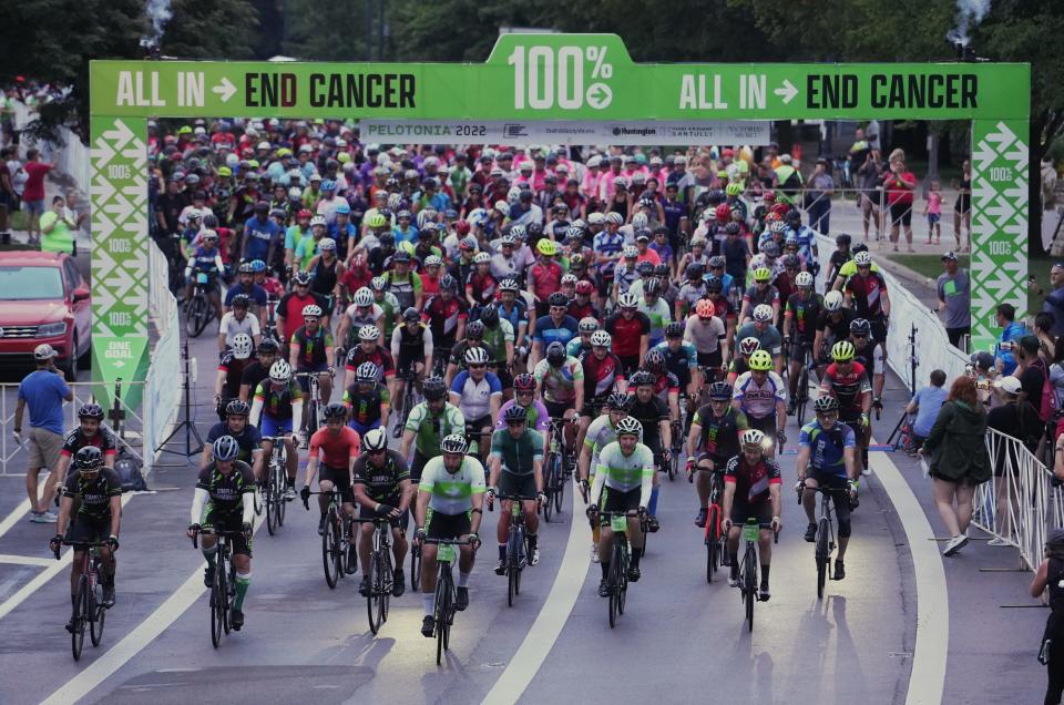 Pelotonia riders start at 7 a.m. Saturday in Downtown Columbus. This year, 6,500 riders participated and raised about $13 million, bringing the 14-year total to $250 million.