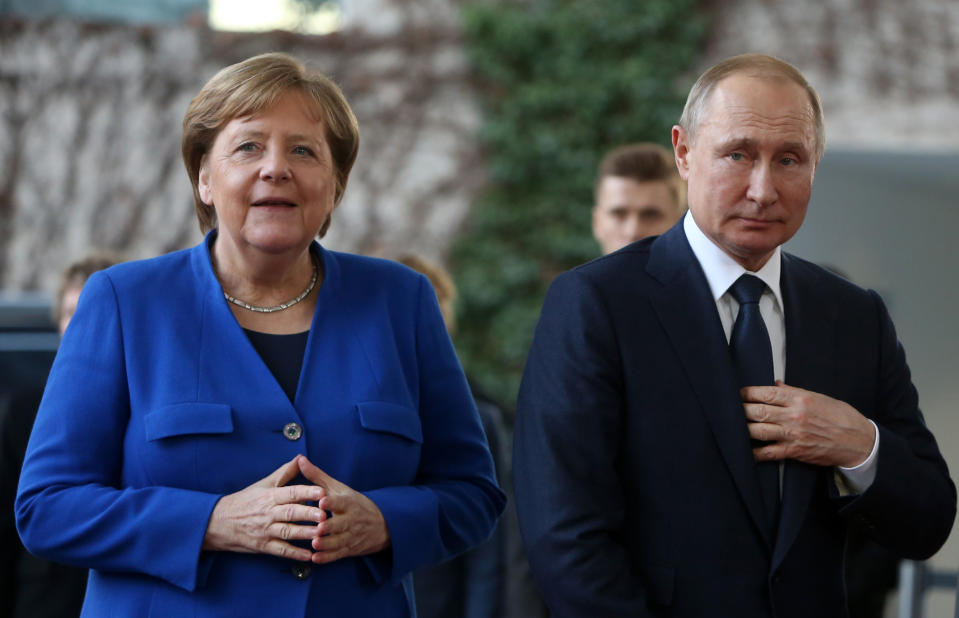 Bundeskanzlerin Angela Merkel und Kremlchef Wladimir Putin - hier im Januar 2020 in Berlin. (Bild: Adam Berry/Getty Images)