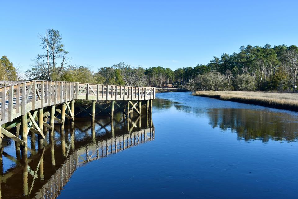 The Shallotte Riverwalk, sitting along the Shallotte River, opened to the public in 2021.