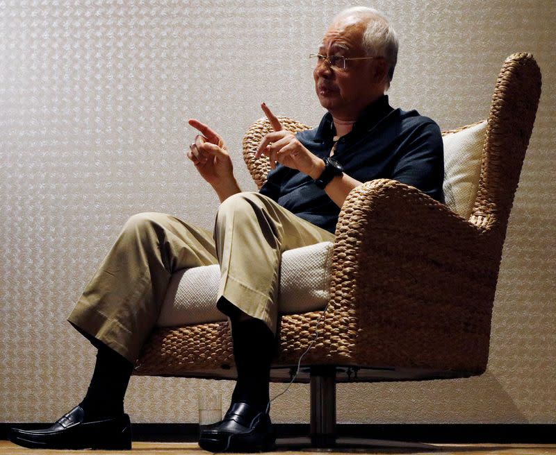 FILE PHOTO: Malaysia's former prime minister Najib Razak speaks to Reuters during an interview in Langkawi, Malaysia