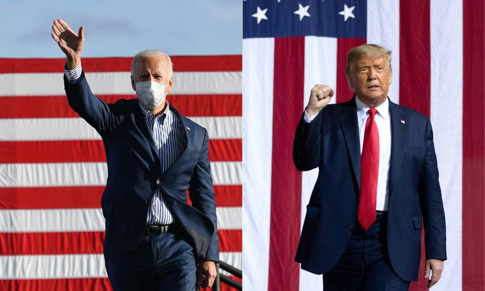 Democratic presidential nominee Joe Biden (left) and President Donald Trump (right) are pictured during their respective campaigns.