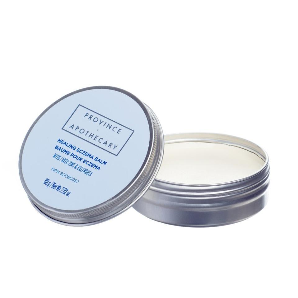 A staple in both our beauty cabinets and our first aid kits, we reach for this balm as soon as the weather starts to turn cold. Made in Canada from locally sourced botanical ingredients, the eczema balm soothes cold weather-inflamed skin as well as minor skin irritations and itching due to eczema (it also calms rashes, poison ivy and insect bites). &lt;a href=&quot;https://provinceapothecary.ca/products/healing-eczema-balm?_pos=1&amp;amp;_sid=2f9be8f74&amp;amp;_ss=r&quot; target=&quot;_blank&quot; rel=&quot;noopener noreferrer&quot;&gt;Get it here.&lt;/a&gt;