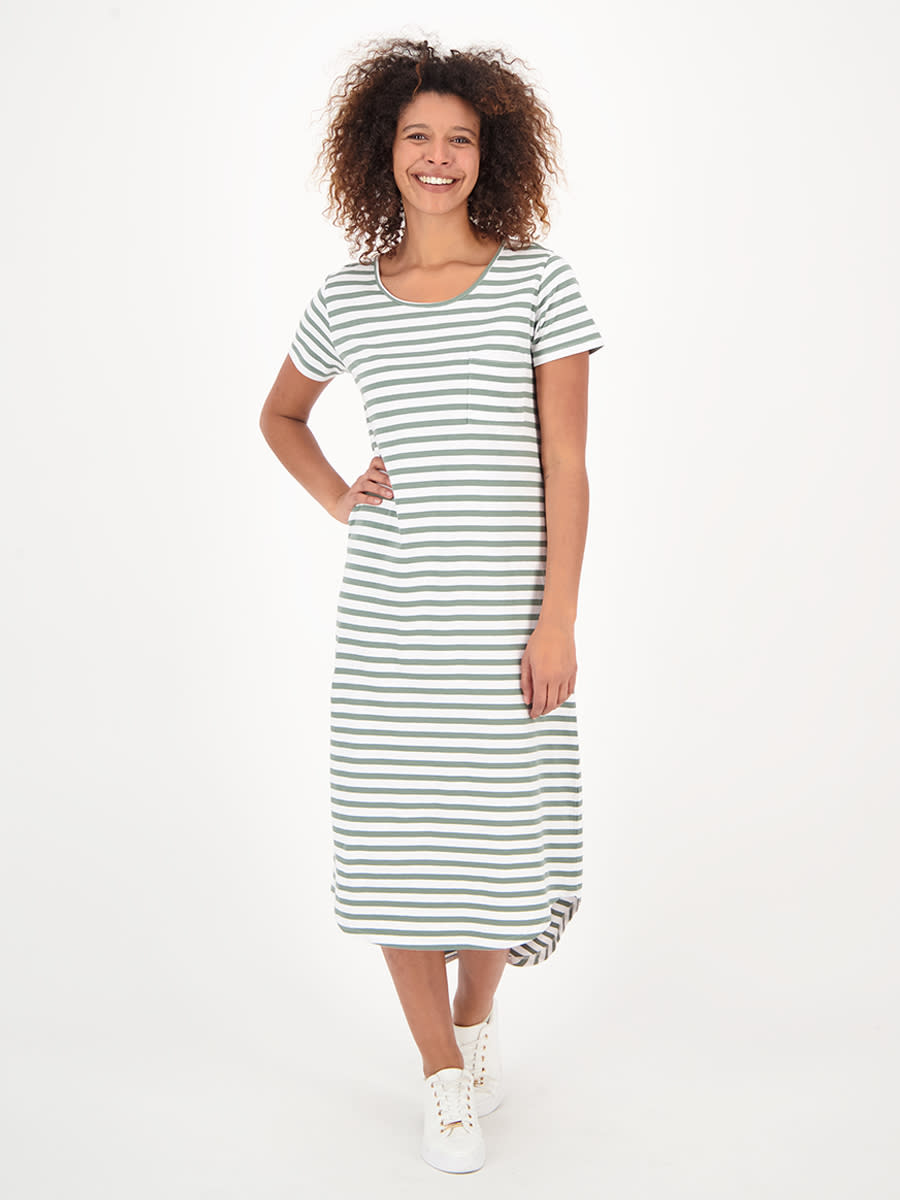 Short Sleeve Striped Midi Cotton Tee Dress, $16