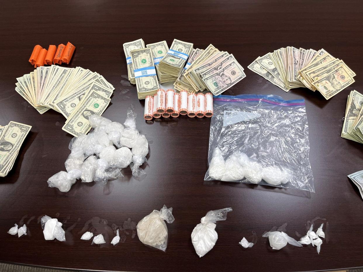 Multiple law enforcement agencies seized $7,500, 444.9 grams of suspected methamphetamine, and 164 grams of suspected cocaine in Cactus on Jan. 26, 2023, according to Dumas police.