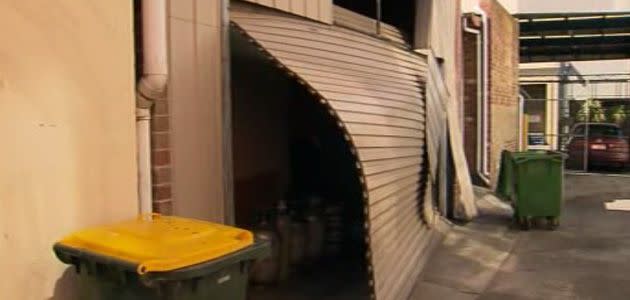 The force of the explosion blew off the back doors of the restaurant. Photo: 7News.