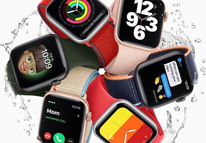 蘋果公司今天公布有血氧偵測功能的第6代Apple Watch(圖)，須申請醫材許可才能在台使用。衛福部食藥署今天先是表示沒接獲任何申請，後又改口稱已核准心電圖功能，心率功能還在進行審核。食藥署說明，截至目前，蘋果公司申請的心電圖功能已通過食藥署審核，但只限用於Apple Watch 4及5，心率功能尚未通過審核，無法透露適用的手錶型號。(圖取自Apple官網)