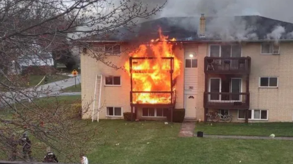 After a reported arson fire on Sunday, shown here, caused extensive damage to a Ravenna apartment building, a second, unexplained, fire Tuesday night caused even more damage and the structure was condemned.