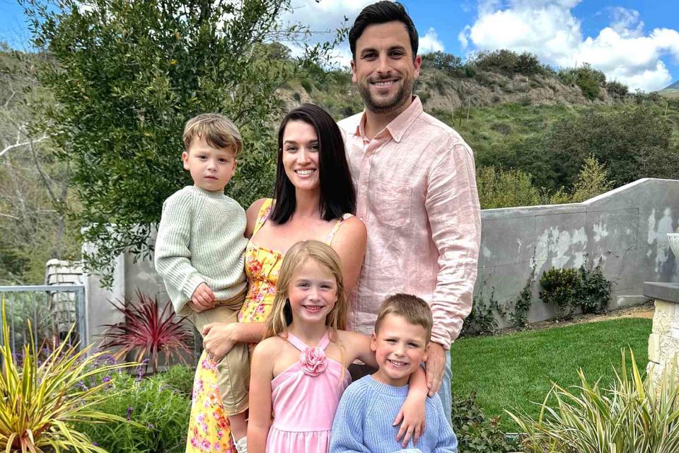 <p>Jade Roper/Instagram</p> Jade Roper and Tanner Tolbert (center) celebrate Easter with their kids