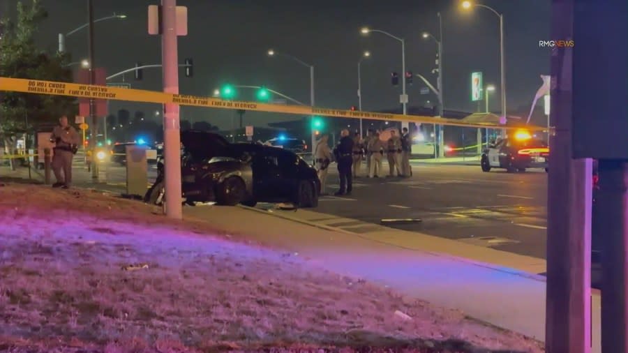 A woman was killed after a collision involving vehicles leaving a reported street takeover in L.A.’s Willowbrook neighborhood on July 6, 2024. (RMGNews)