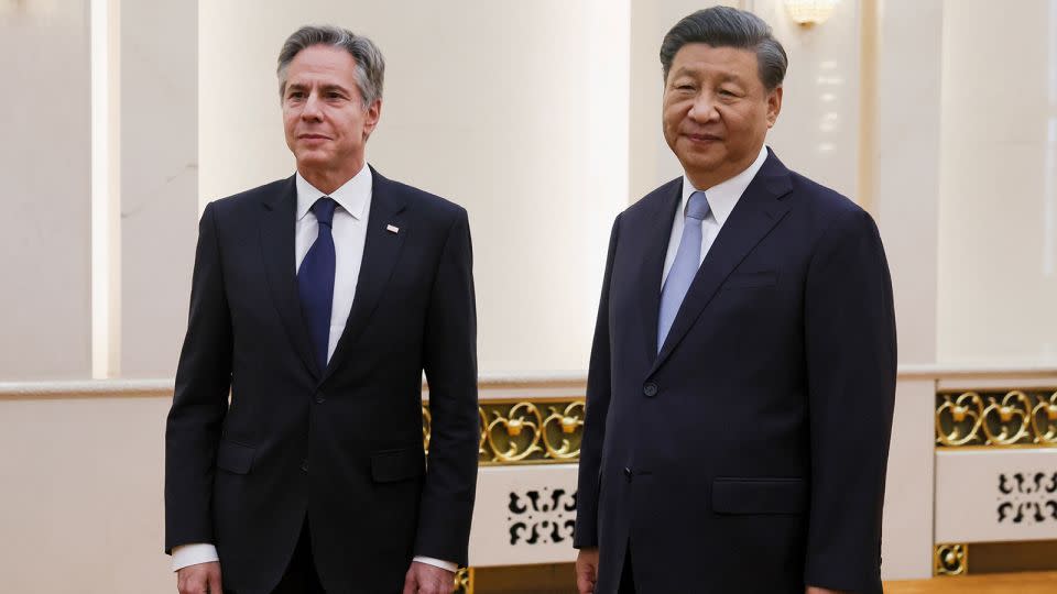 Secretary of State Antony Blinken meets with Chinese leader Xi Jinping in the Great Hall of the People in Beijing, China on June 19, 2023. - Leah Millis/AP