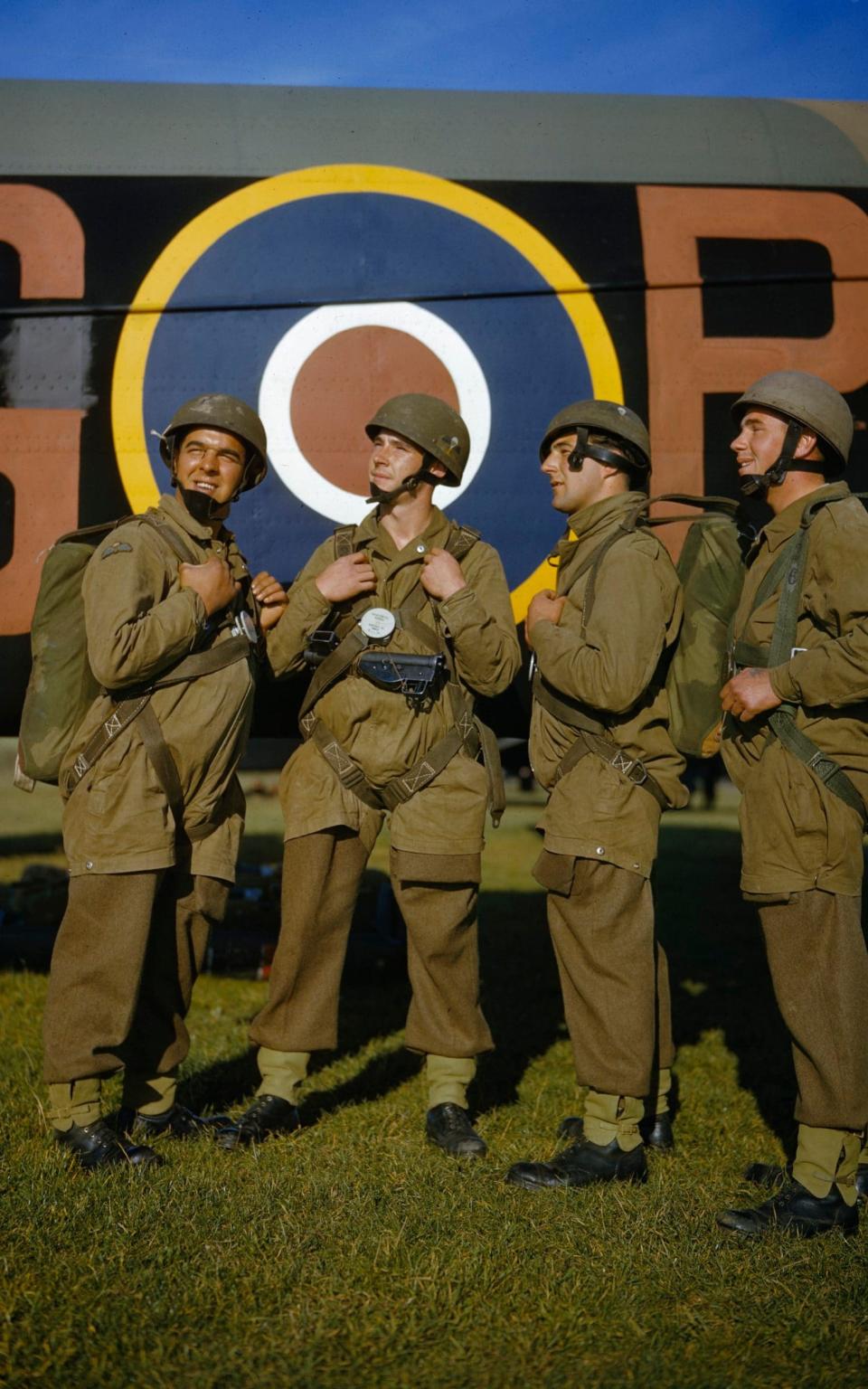 Paratroopers in front of a Whitley transport aircraft at RAF Netheravon in Wiltshire, October 1942 -  IWM: Ted Dearberg