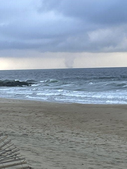 A waterspout is seen off Sea Girt on Tuesday, Feb. 21, 2023.