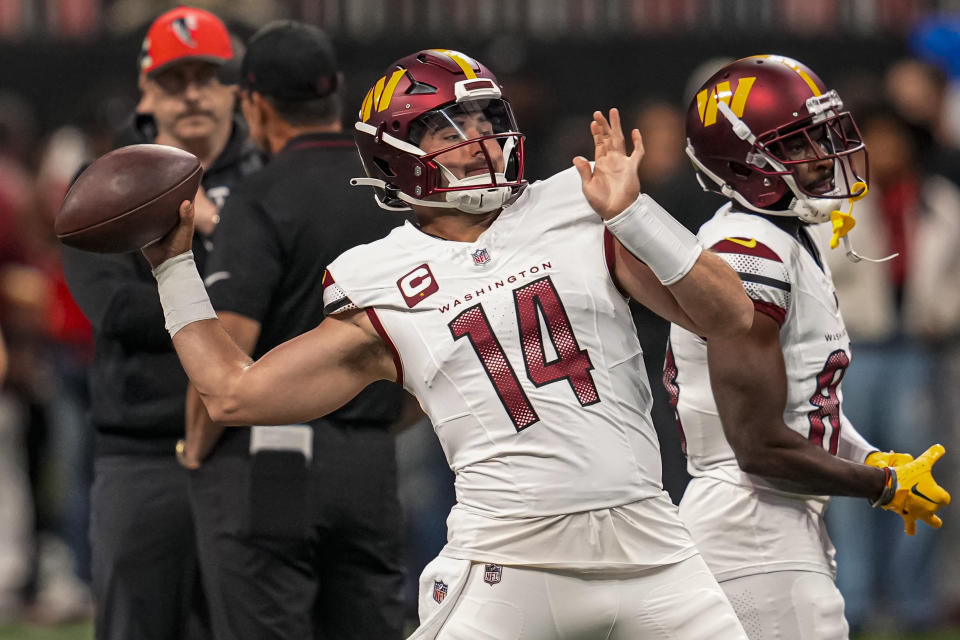 Washington Commanders quarterback Sam Howell (14). Mandatory Credit: Dale Zanine-USA TODAY Sports