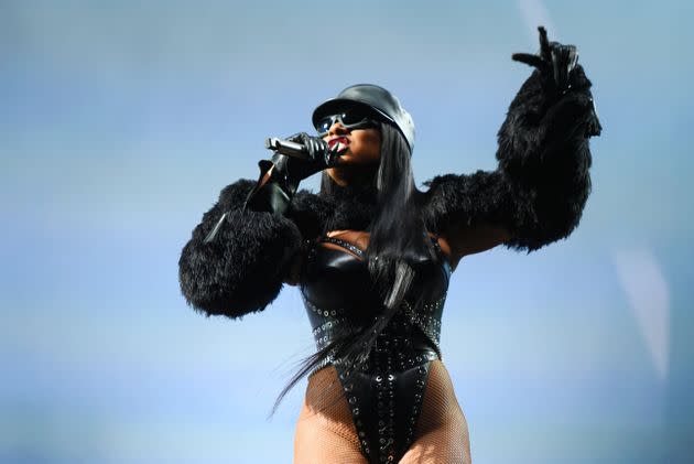 Megan Thee Stallion performs on the Other Stage. (Photo: Matthew Baker via Getty Images)