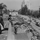 <p>Pop singer Joni James sits on a ledge at Ciros nightclub, one of <em>the</em> places to be seen in the '40s and '50s in West Hollywood.</p>