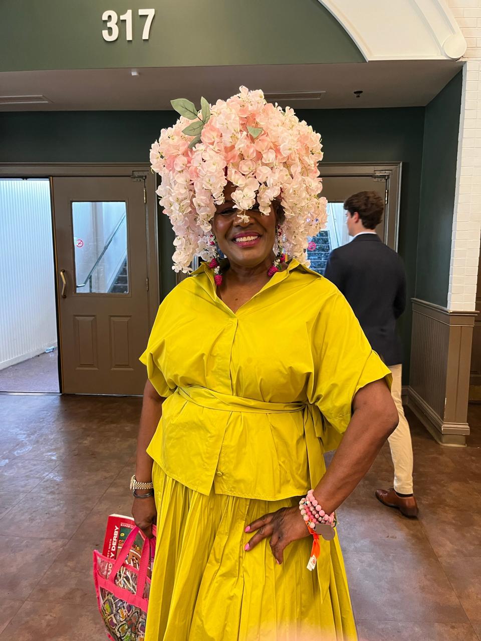 Sharon Gardner-Swisher, Louisville native and now Texas resident, at the 2023 Kentucky Derby, May 6