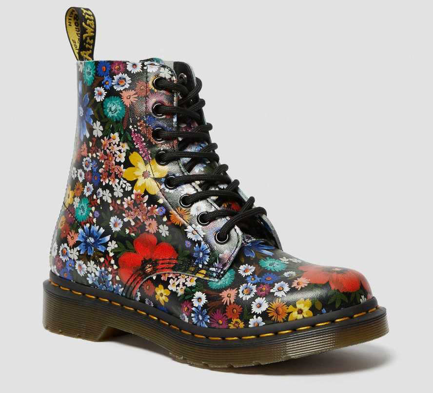 dr martens, floral boots, combat boots, flowers