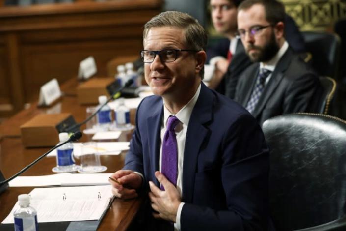 Jay Sullivan, Facebook's product management director for privacy and integrity, defended the social network's use of strong encryption at a Senate hearing (AFP Photo/ALEX WONG)